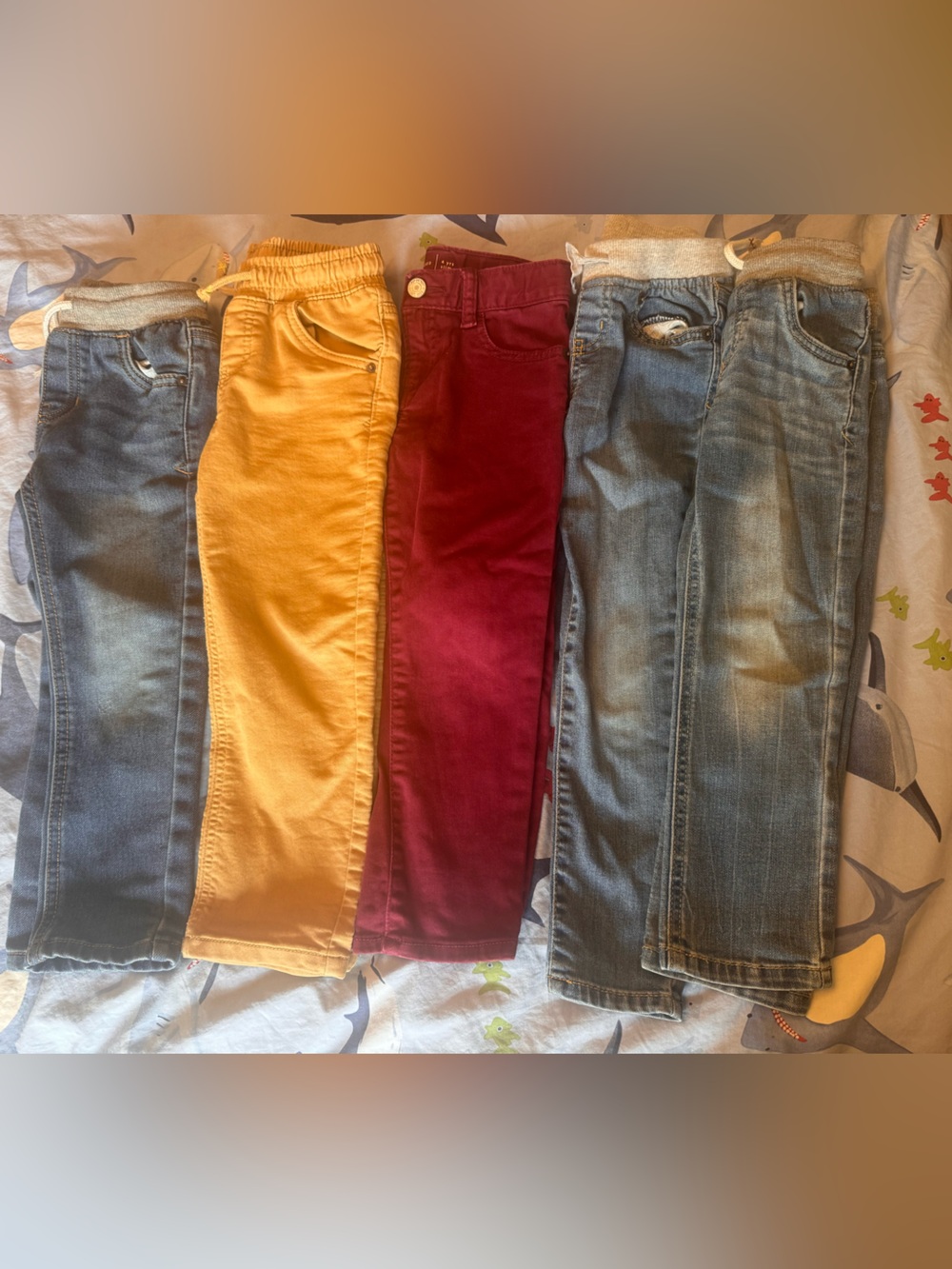 GAP & Cat & Jack Mixed Pants Set - Burgundy, Mustard & Two Denim Blues